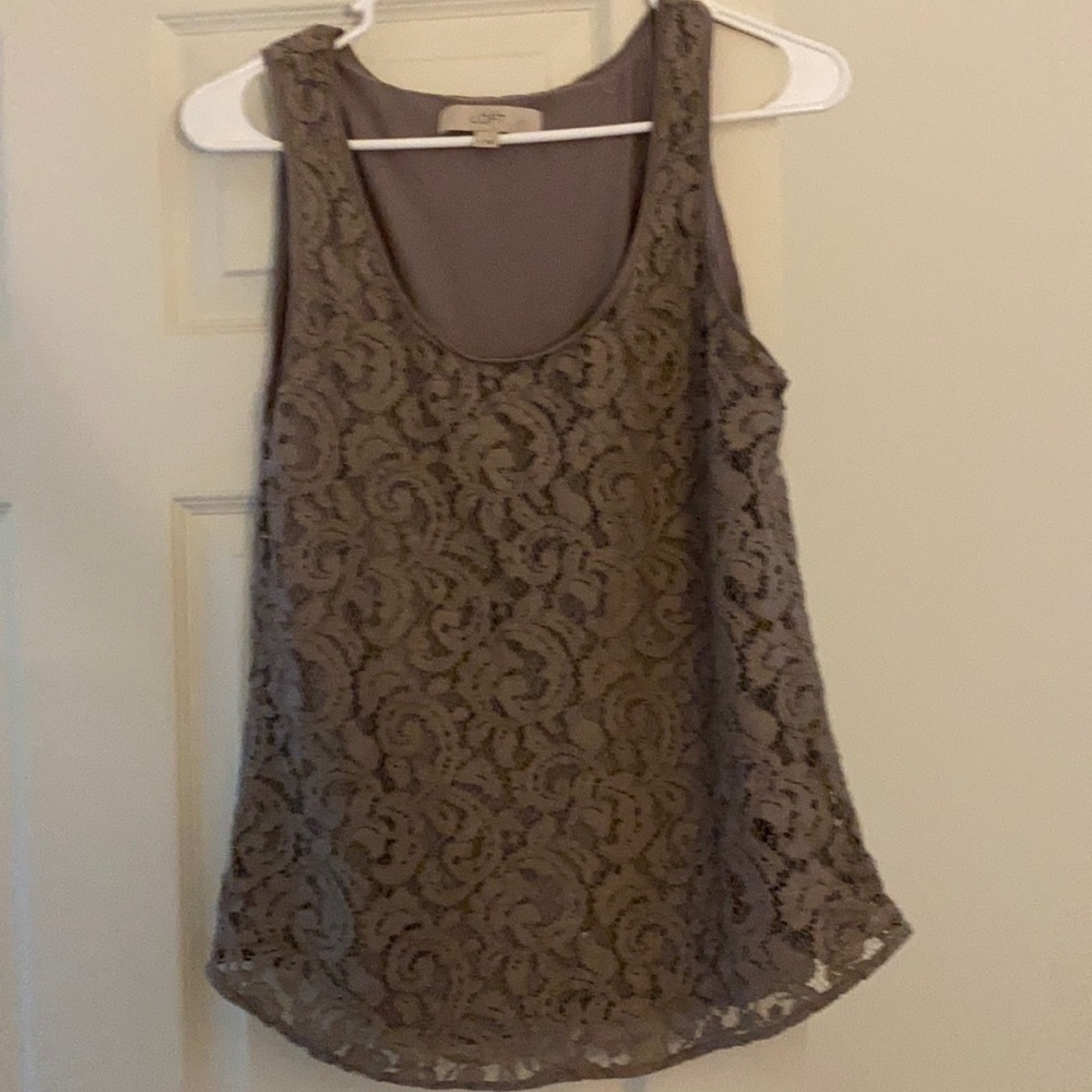 Grey Lace tank top with shell underneath